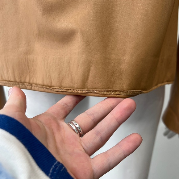 $1550 Remy Brown Camel Leather Short Moto Jacket size Medium - Picture 8 of 15